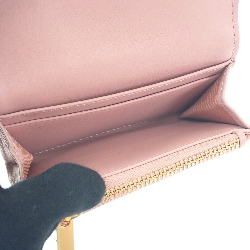 ディオール Dior Glycine ウォレット S5132UWHC77P 二つ折り財布 カーフスキン ピンク レディース【中古】【Aランク】