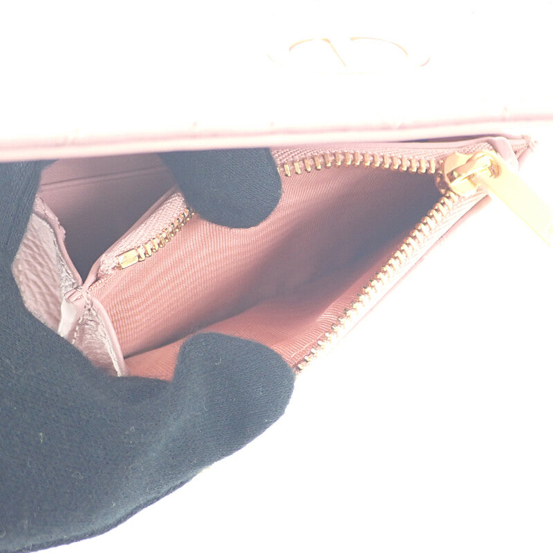 ディオール Dior Glycine ウォレット S5132UWHC77P 二つ折り財布 カーフスキン ピンク レディース【中古】【Aランク】