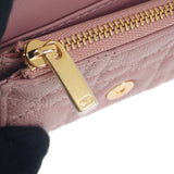 ディオール Dior Glycine ウォレット S5132UWHC77P 二つ折り財布 カーフスキン ピンク レディース【中古】【Aランク】