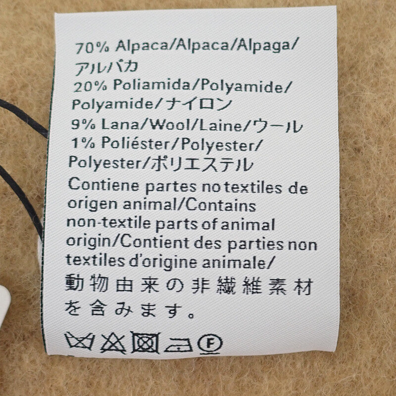 ロエベ LOEWE アルパカ F655SS1X02 マフラー ウール レザー キャメル レディース【中古】【SAランク】