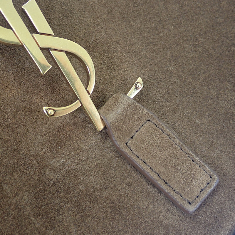 サンローラン SAINT LAURENT ル・サンカセット ホーボー 65722811ZLW ショルダーバッグ ハンドバッグ スウェード ボア ブラウン ゴールド金具 レディース【中古】【ABランク】