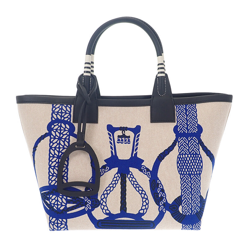 エルメス HERMES スティープル25 W刻印 ハンドバッグ ヴォースイフト トワルH・プリュム 鐙の幻想 ブルーロワイヤル レディース【中古】【Aランク】