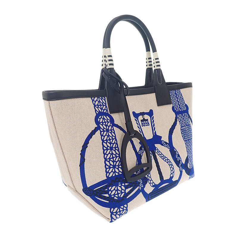 エルメス HERMES スティープル25 W刻印 ハンドバッグ ヴォースイフト トワルH・プリュム 鐙の幻想 ブルーロワイヤル レディース【中古】【Aランク】