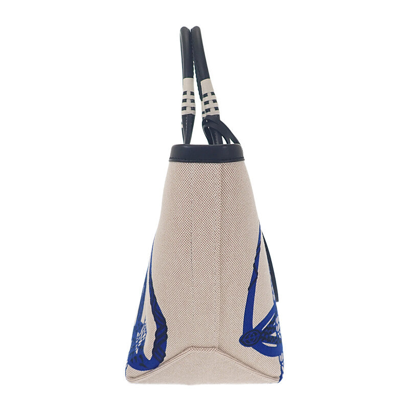 エルメス HERMES スティープル25 W刻印 ハンドバッグ ヴォースイフト トワルH・プリュム 鐙の幻想 ブルーロワイヤル レディース【中古】【Aランク】