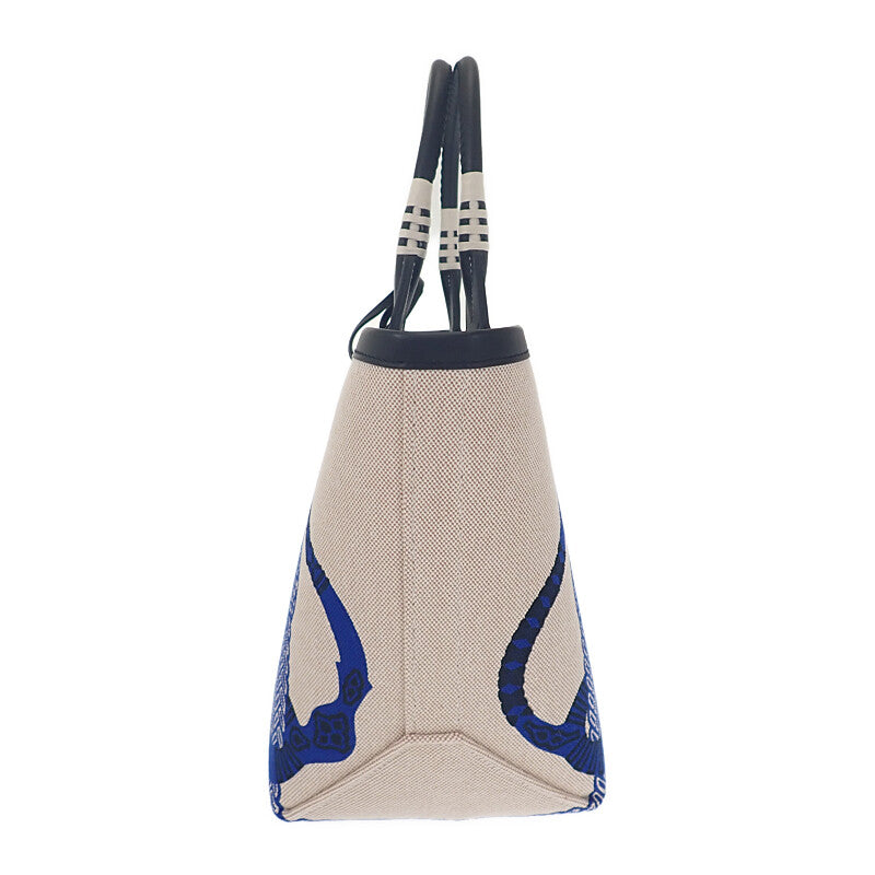 エルメス HERMES スティープル25 W刻印 ハンドバッグ ヴォースイフト トワルH・プリュム 鐙の幻想 ブルーロワイヤル レディース【中古】【Aランク】