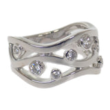 ミキモト MIKIMOTO ウェーブ ダイヤモンド 11号 リング K18ホワイトゴールド ダイヤモンド レディース【中古】【Aランク】