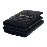 サンローラン SAINT LAURENT モノグラムオリガミタイニー 668274BOWA11000 三つ折り財布 カーフ ブラック ゴールド金具 レディース【中古】【ABランク】