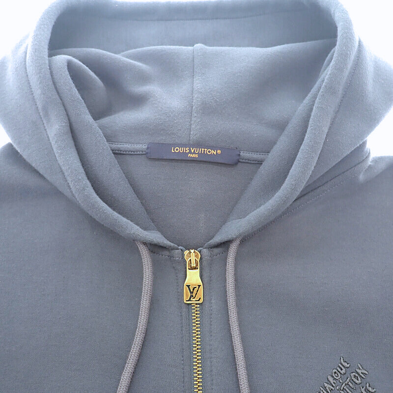 ルイヴィトン LOUIS VUITTON エンブロイダード ジップジャージーフーディ XL 1AFRB3 パーカー コットン グレー メンズ【中古】【ABランク】