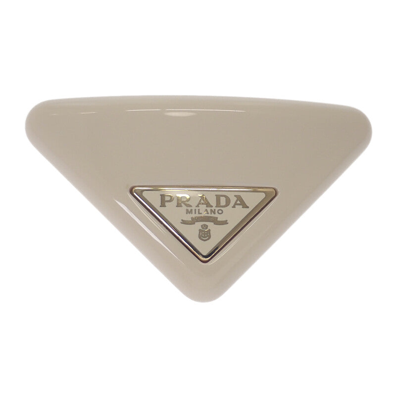 プラダ PRADA プレックス ヘアクリップ 1IF159_2CN4_F0304 ヘアアクセサリー エナメルメタル アイボリー ゴールド レディース【中古】【Aランク】