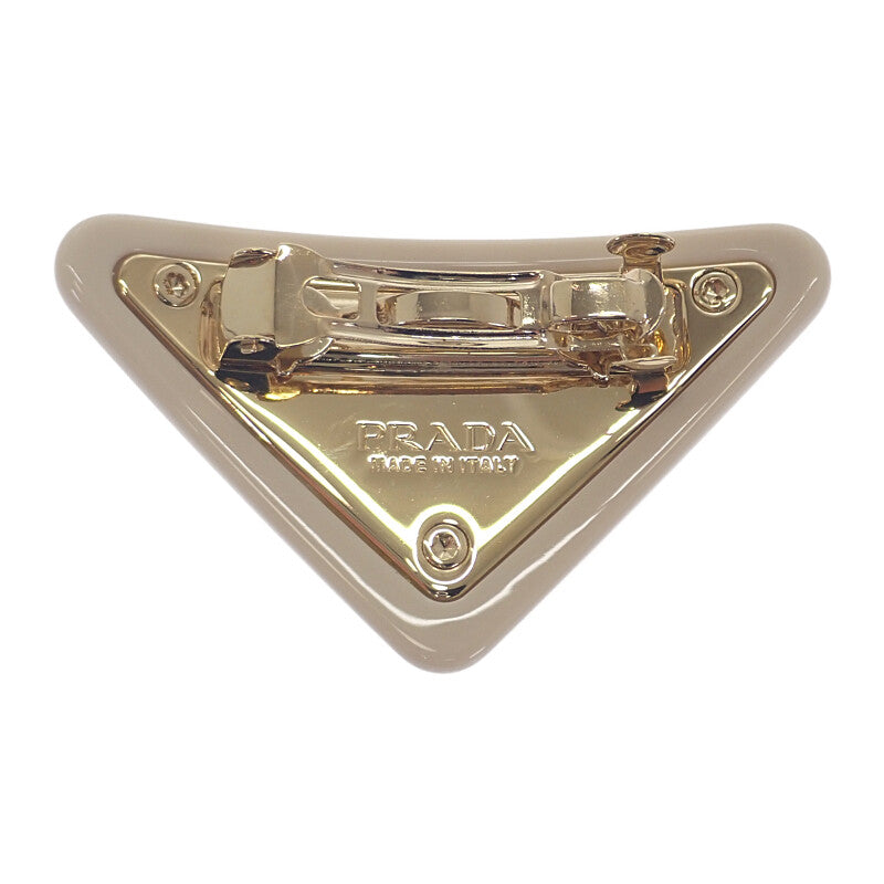 プラダ PRADA プレックス ヘアクリップ 1IF159_2CN4_F0304 ヘアアクセサリー エナメルメタル アイボリー ゴールド レディース【中古】【Aランク】