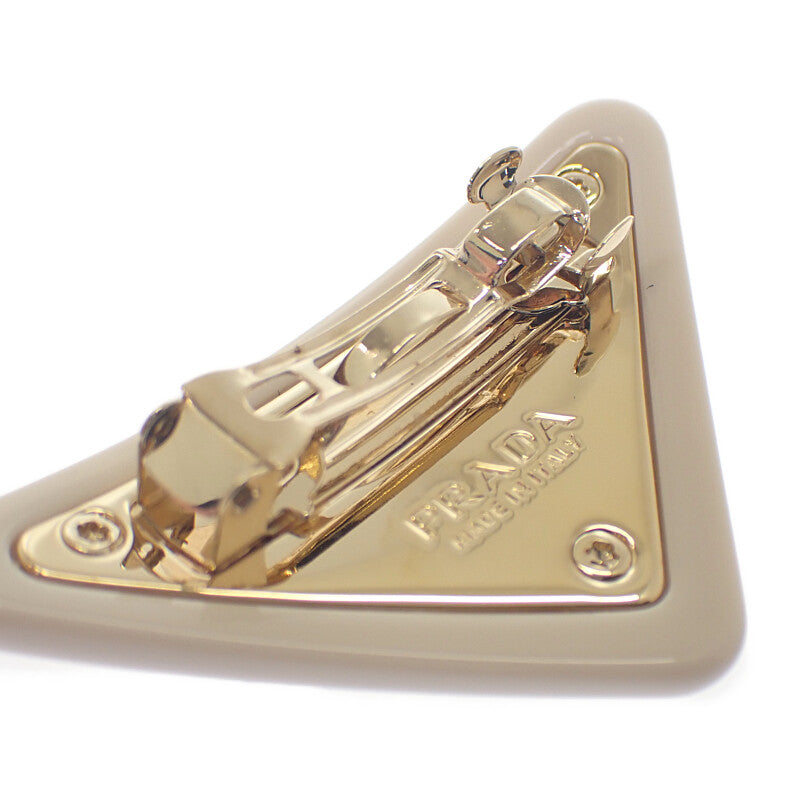 プラダ PRADA プレックス ヘアクリップ 1IF159_2CN4_F0304 ヘアアクセサリー エナメルメタル アイボリー ゴールド レディース【中古】【Aランク】