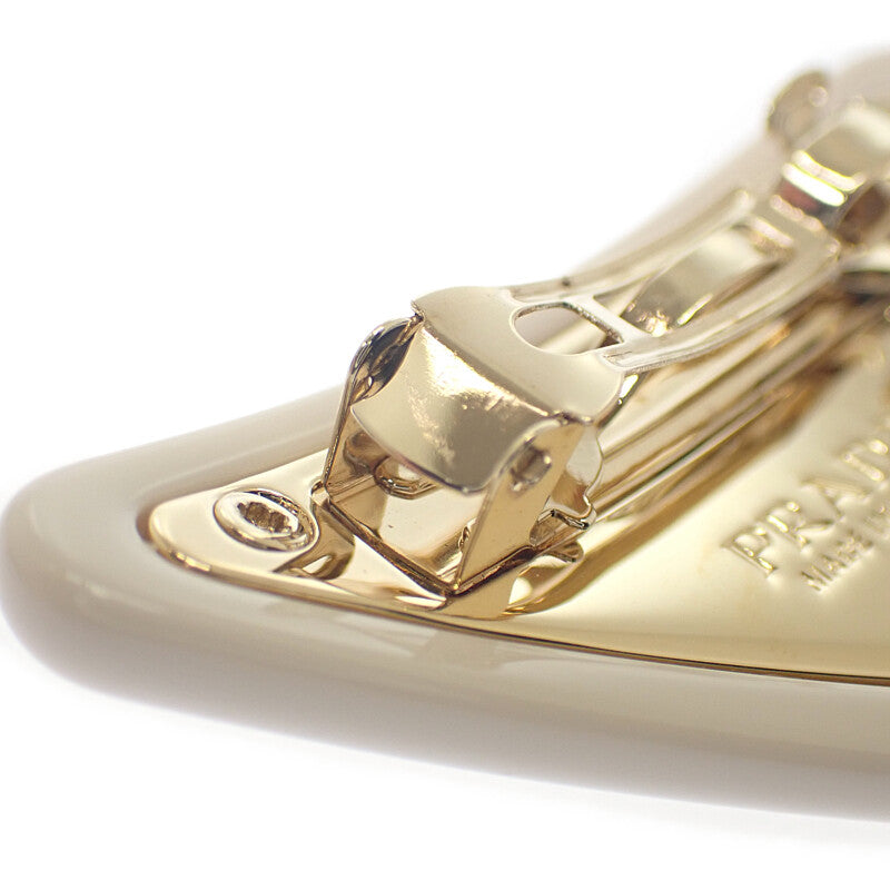 プラダ PRADA プレックス ヘアクリップ 1IF159_2CN4_F0304 ヘアアクセサリー エナメルメタル アイボリー ゴールド レディース【中古】【Aランク】