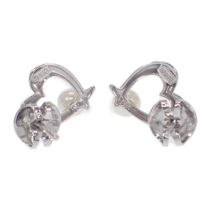 Mikimoto MIKIMOTO Pearl Heart Akoya Pearl PE-1292PU Earrings K18 White Gold White Ladies' [Used] [A Rank]