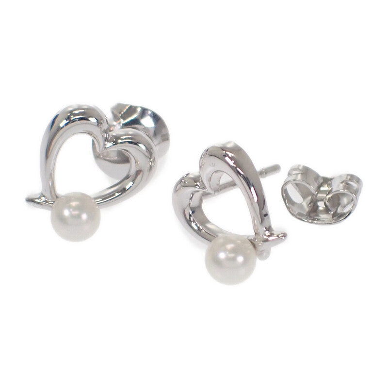 Mikimoto MIKIMOTO Pearl Heart Akoya Pearl PE-1292PU Earrings K18 White Gold White Ladies' [Used] [A Rank]