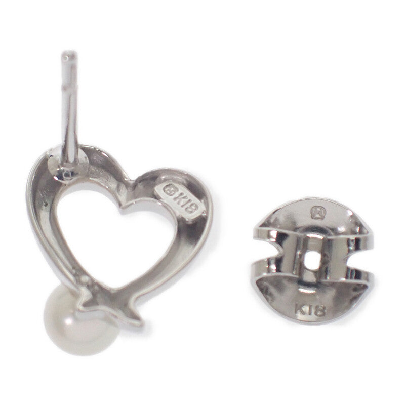 Mikimoto MIKIMOTO Pearl Heart Akoya Pearl PE-1292PU Earrings K18 White Gold White Ladies' [Used] [A Rank]
