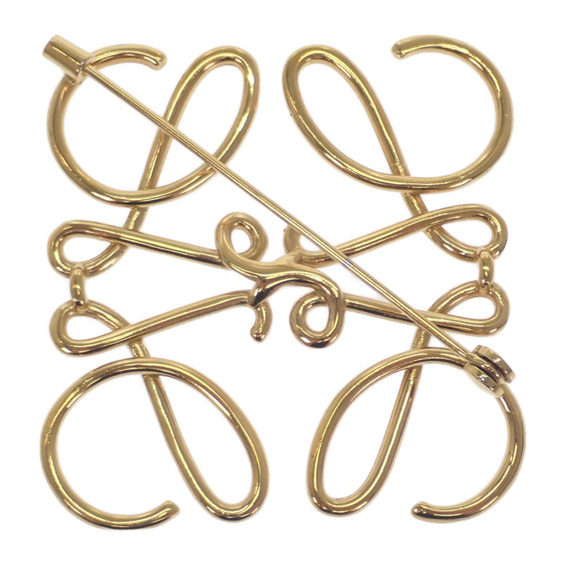 ロエベ LOEWE アナグラム 111.25.020 ブローチ メタル ゴールド レディース【中古】【ABランク】