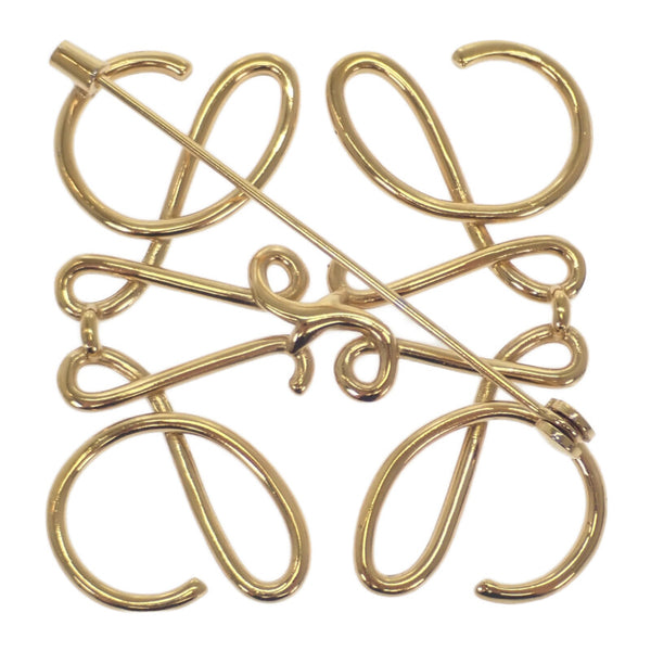 ロエベ LOEWE アナグラム 111.25.020 ブローチ メタル ゴールド レディース【中古】【ABランク】