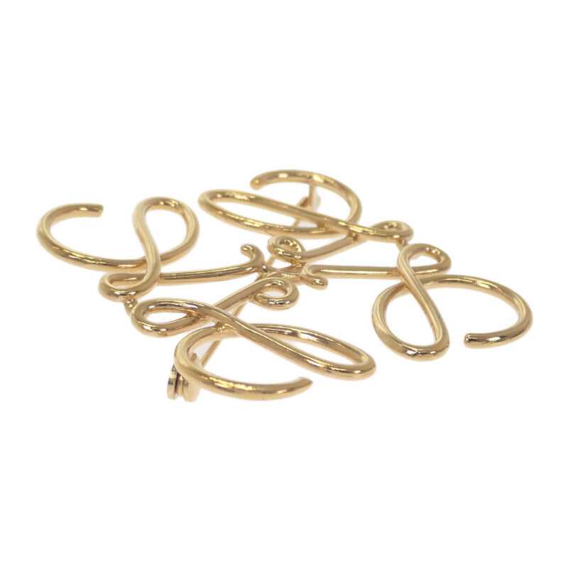 ロエベ LOEWE アナグラム 111.25.020 ブローチ メタル ゴールド レディース【中古】【ABランク】