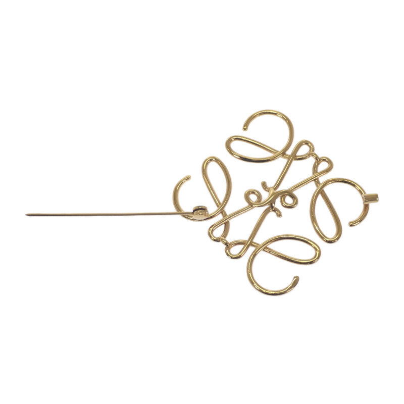 ロエベ LOEWE アナグラム 111.25.020 ブローチ メタル ゴールド レディース【中古】【ABランク】