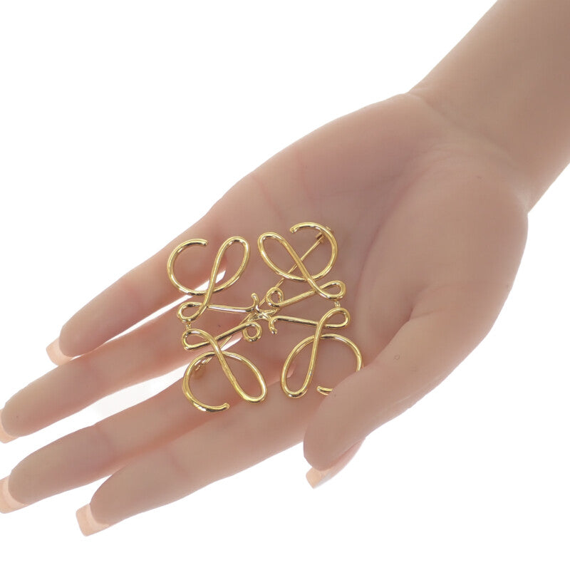 ロエベ LOEWE アナグラム 111.25.020 ブローチ メタル ゴールド レディース【中古】【ABランク】