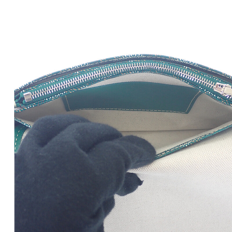 ゴヤール GOYARD プリュメ ポーチウォレット ヘリンボーン ショルダーバッグ カーフ ゴヤールディンキャンバス グリーン レディース【中古】【Aランク】