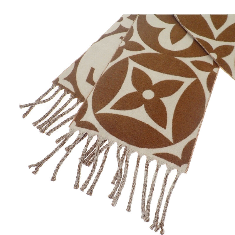 ルイヴィトン LOUIS VUITTON フライト・モード LV メダリオン M94853 マフラー ウール マロンクレール ブラウン系 レディース【中古】【Aランク】