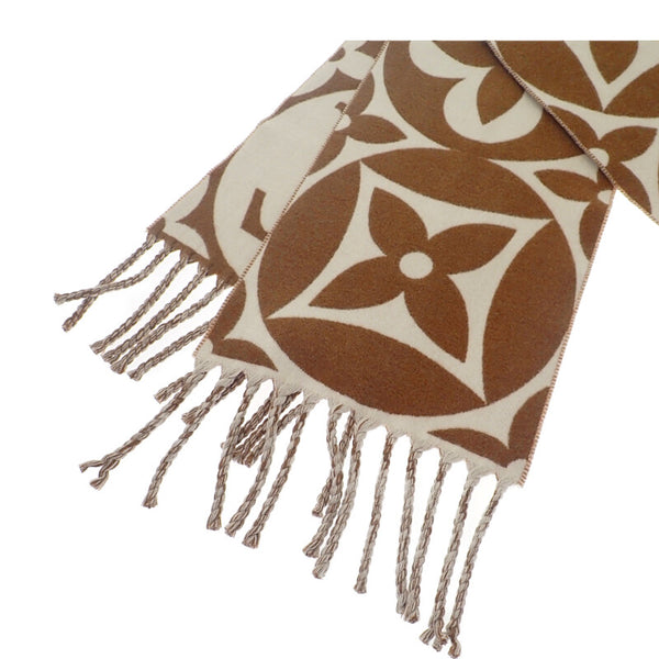 ルイヴィトン LOUIS VUITTON フライト・モード LV メダリオン M94853 マフラー ウール マロンクレール ブラウン系 レディース【中古】【Aランク】