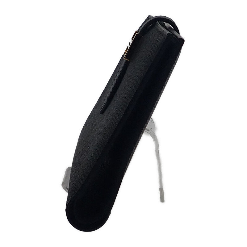 エルメス HERMES ベアンコンパクト W刻印 二つ折り財布 ヴォーエプソン ブラック ゴールド金具 レディース メンズ【中古】【Aランク】