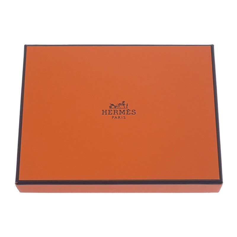 エルメス HERMES ベアンコンパクト W刻印 二つ折り財布 ヴォーエプソン ブラック ゴールド金具 レディース メンズ【中古】【Aランク】