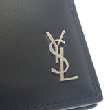 サンローラン SAINT LAURENT タイニーカサンドラ 6101931JB0E1000 二つ折り財布 スムースレザー ブラック シルバー金具 メンズ【中古】【Aランク】