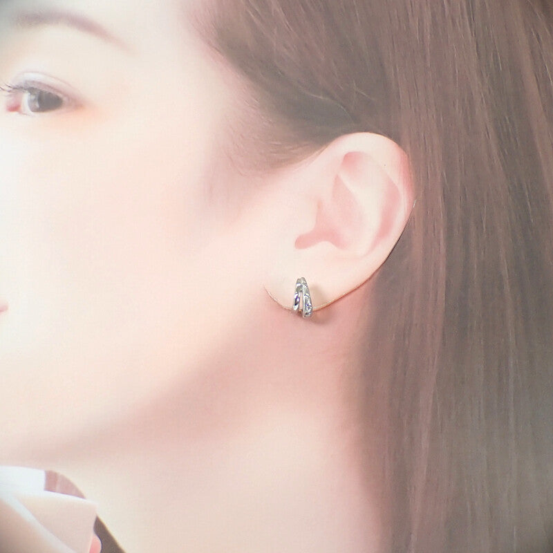 デザインジュエリー フープ ダイヤモンド ピアス K18ホワイトゴールド ダイヤモンド レディース【中古】【Aランク】