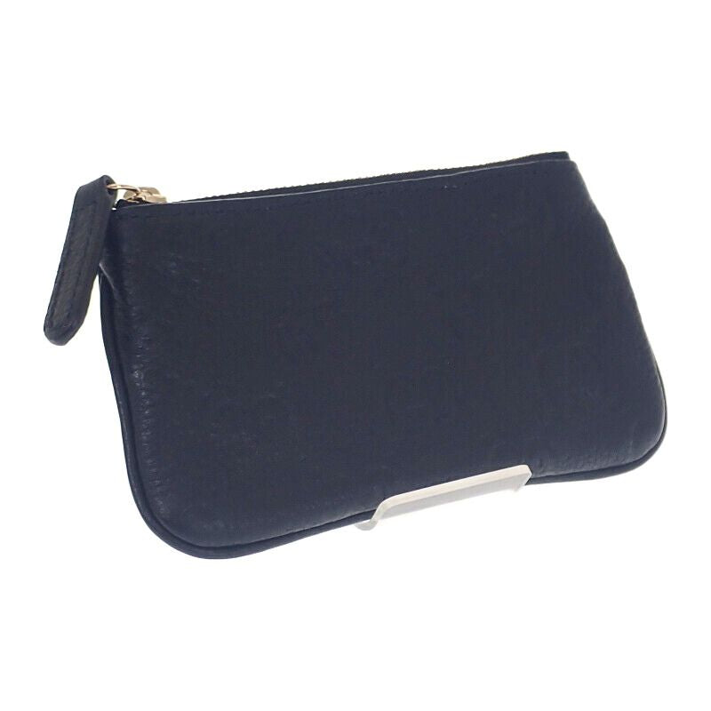 グッチ GUCCI GGエンブレム キーポーチ 815891 AAEEM 1000 ポーチ GGグレインレザー ブラック ゴールド金具 レディース メンズ【中古】【Aランク】