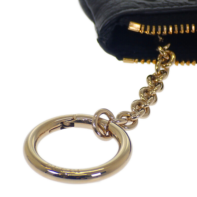 グッチ GUCCI GGエンブレム キーポーチ 815891 AAEEM 1000 ポーチ GGグレインレザー ブラック ゴールド金具 レディース メンズ【中古】【Aランク】