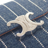 セリーヌ CELINE トリオンフ スモール フラップウォレット 10D782GF4.07FX 三つ折り財布 デニム ラインストーン ブルー シルバー金具 レディース【中古】【ABランク】