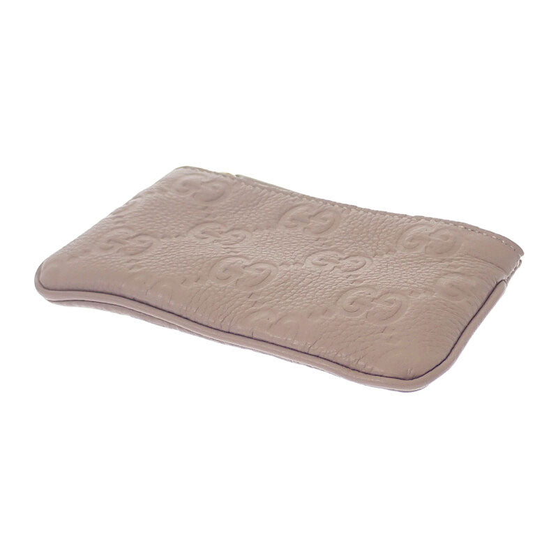 グッチ GUCCI GGエンブレム キーポーチ 815891 AAEEM 1523 ポーチ GGグレインレザー ベージュ ゴールド金具 レディース メンズ【中古】【Aランク】