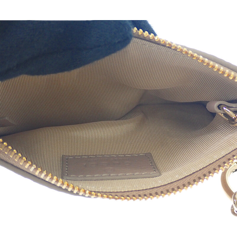 グッチ GUCCI GGエンブレム キーポーチ 815891 AAEEM 1523 ポーチ GGグレインレザー ベージュ ゴールド金具 レディース メンズ【中古】【Aランク】