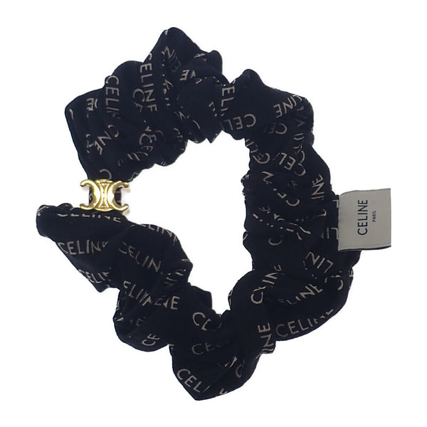 セリーヌ CELINE レイユールシュシュ 46Y352SIB.35OB ヘアアクセサリー シルク ブラック ゴールド金具 レディース【中古】【Aランク】