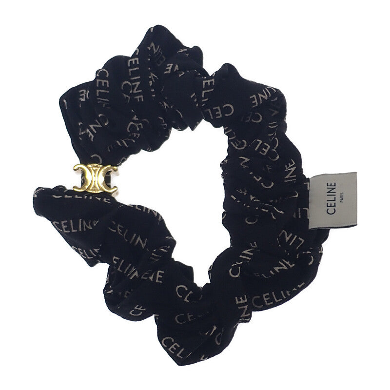 セリーヌ CELINE レイユールシュシュ 46Y352SIB.35OB ヘアアクセサリー シルク ブラック ゴールド金具 レディース【中古】【Aランク】