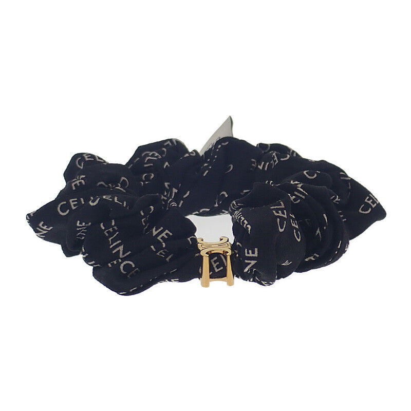 セリーヌ CELINE レイユールシュシュ 46Y352SIB.35OB ヘアアクセサリー シルク ブラック ゴールド金具 レディース【中古】【Aランク】