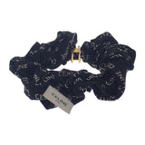 セリーヌ CELINE レイユールシュシュ 46Y352SIB.35OB ヘアアクセサリー シルク ブラック ゴールド金具 レディース【中古】【Aランク】