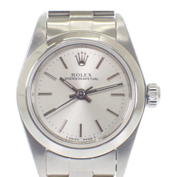ロレックス ROLEX オイスターパーペチュアル トリチウム A番 76080 腕時計 ステンレススチール 自動巻き シルバー文字盤 レディース【中古】【ABランク】