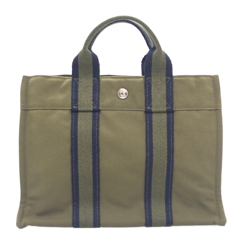 エルメス HERMES フールトゥPM ハンドバッグ キャンバス カーキ メンズ レディース【中古】【Aランク】