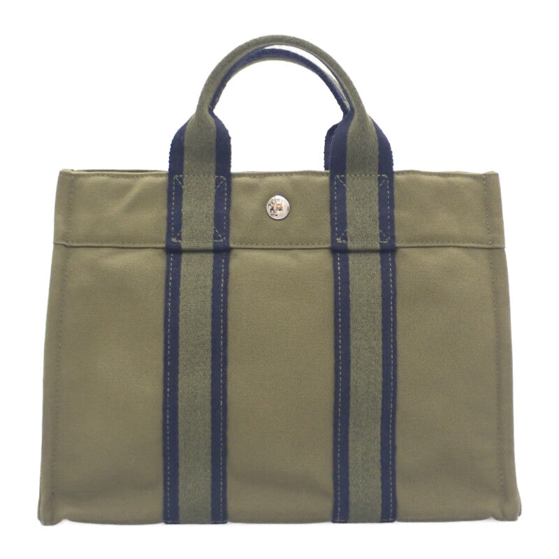 エルメス HERMES フールトゥPM ハンドバッグ キャンバス カーキ メンズ レディース【中古】【Aランク】