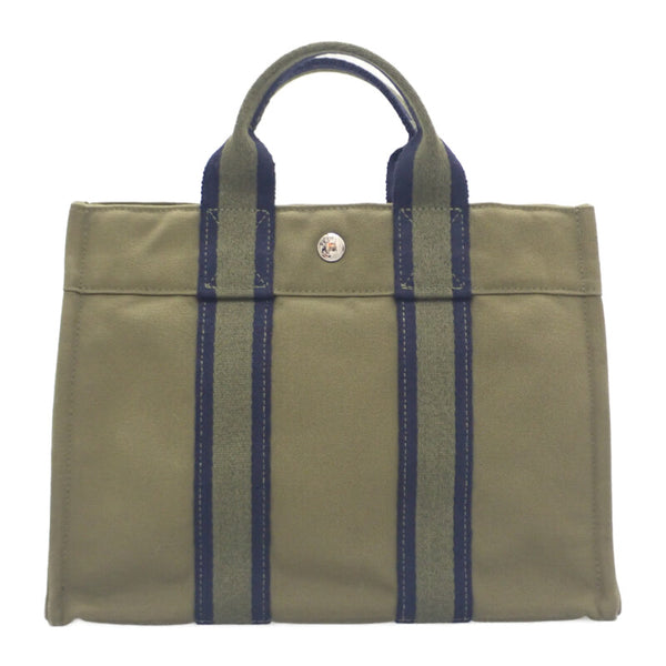 エルメス HERMES フールトゥPM ハンドバッグ キャンバス カーキ メンズ レディース【中古】【Aランク】