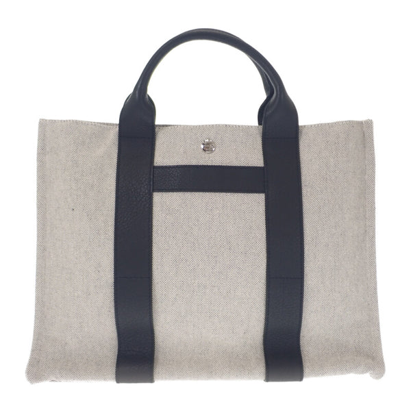 エルメス HERMES サックアーネMM トートバッグ トワルアッシュ レザー グレー ブラック レディース メンズ【中古】【Aランク】