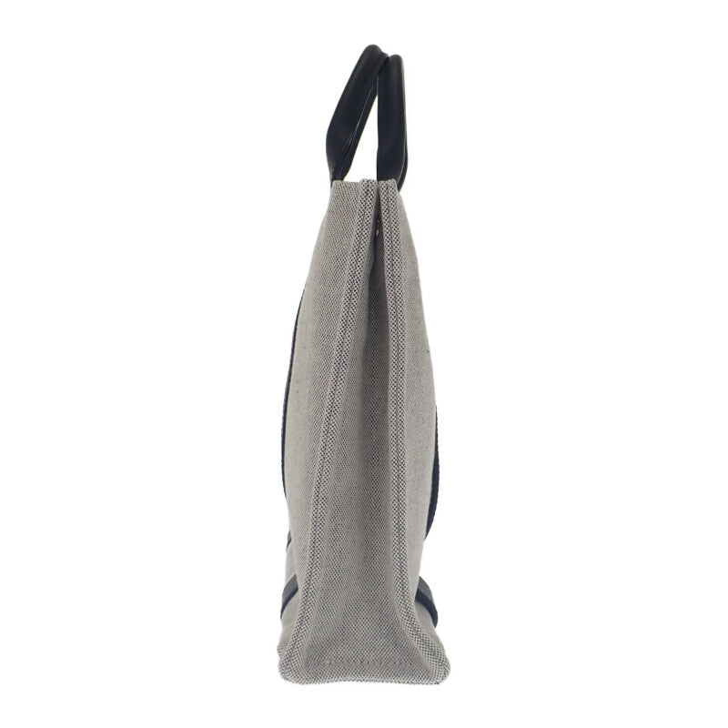 エルメス HERMES サックアーネMM トートバッグ トワルアッシュ レザー グレー ブラック レディース メンズ【中古】【Aランク】