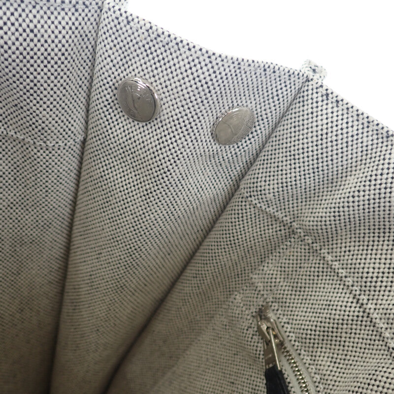 エルメス HERMES サックアーネMM トートバッグ トワルアッシュ レザー グレー ブラック レディース メンズ【中古】【Aランク】