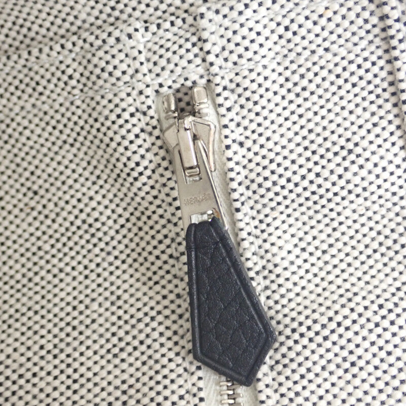 エルメス HERMES サックアーネMM トートバッグ トワルアッシュ レザー グレー ブラック レディース メンズ【中古】【Aランク】