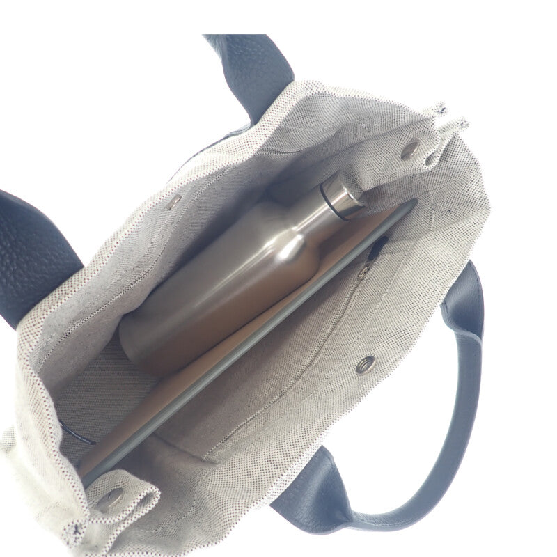 エルメス HERMES サックアーネMM トートバッグ トワルアッシュ レザー グレー ブラック レディース メンズ【中古】【Aランク】