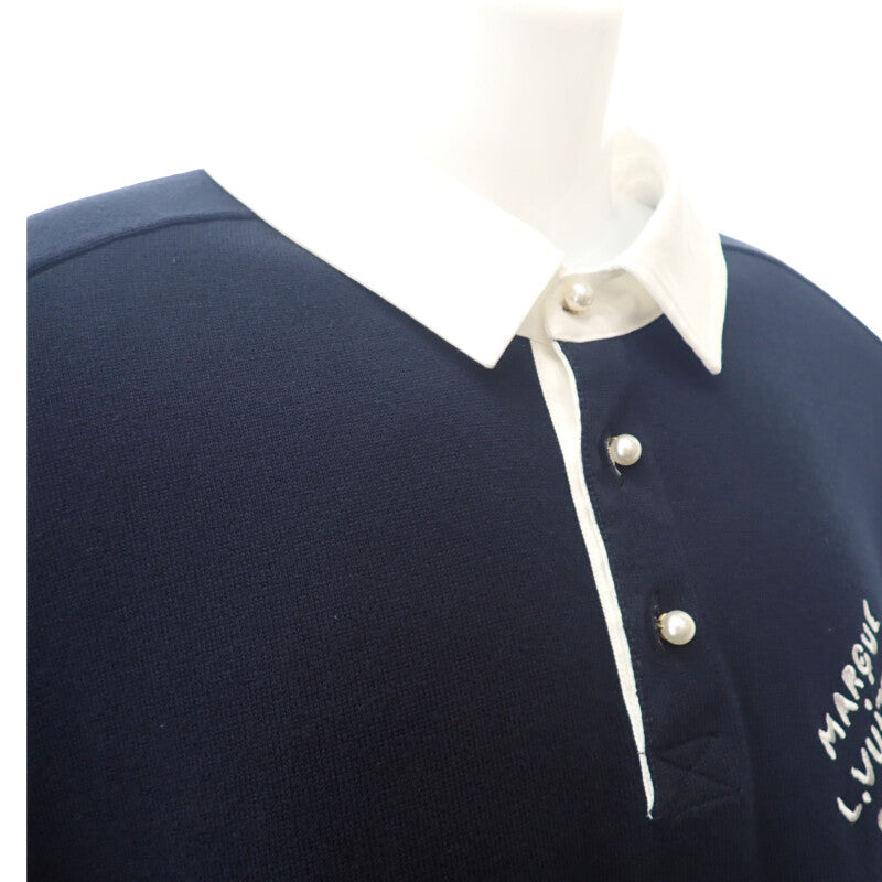 Louis Vuitton LOUIS VUITTON Embroidered Short-Sleeve XL 1AHUJK Polo Shirt Cotton Black Men's [Used] [AB Rank]